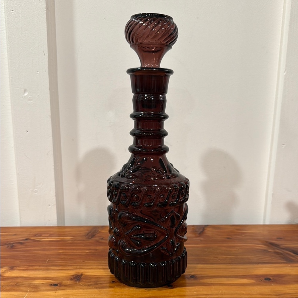 Vintage Purple Amethyst Art Glass Jim Beam Bottle Decanter w/ Stopper